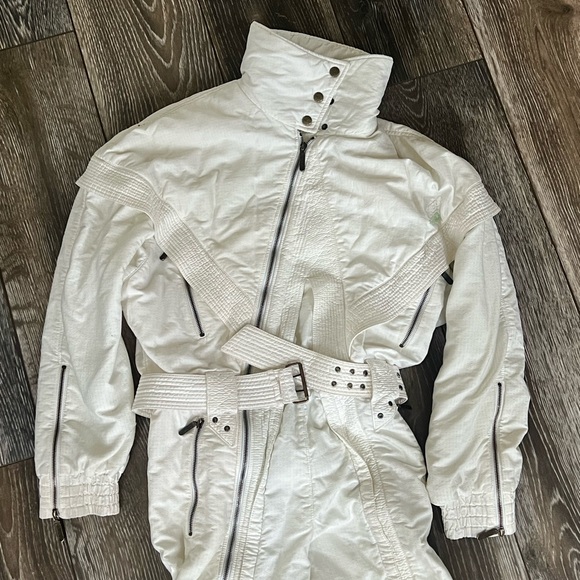 White Jumpsuit with Belt - Picture 2 of 5